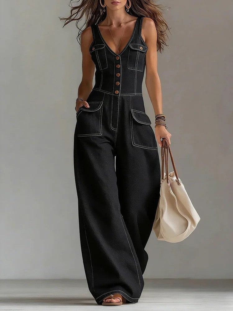 Denim Jumpsuit Sleeveless Overalls