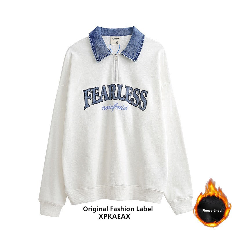 Denim Lapel Polo Shirt Oversize Unisex