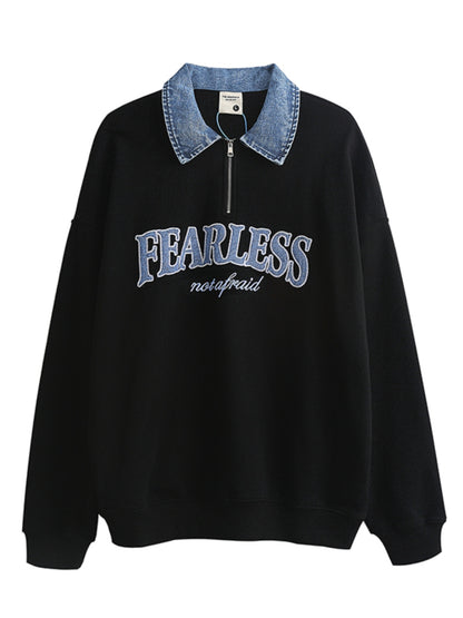 Denim Lapel Polo Shirt Oversize Unisex