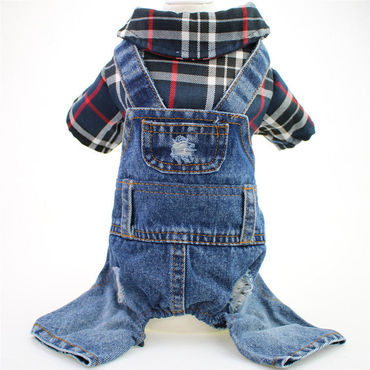 Denim Pet Jumpsuit with Backpack