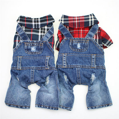 Denim Pet Jumpsuit with Backpack