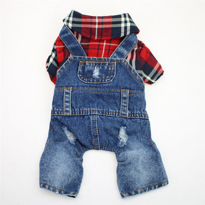 Denim Pet Jumpsuit with Backpack
