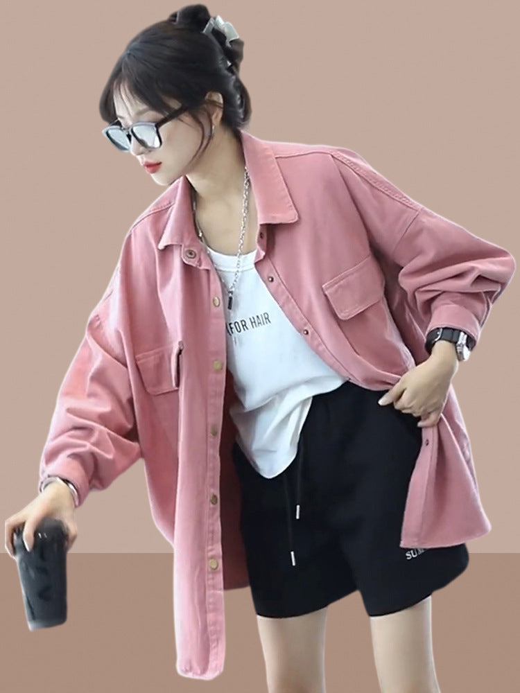 Denim Shirt Jacket for Women Loose Casual Layered Top