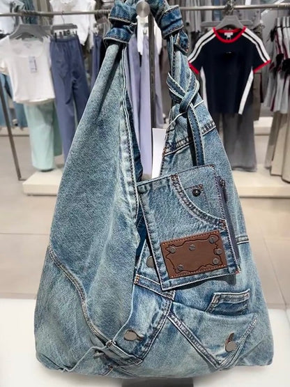 Denim shoulder bag