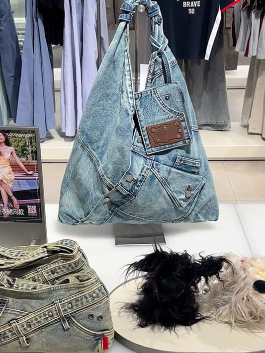 Denim shoulder bag