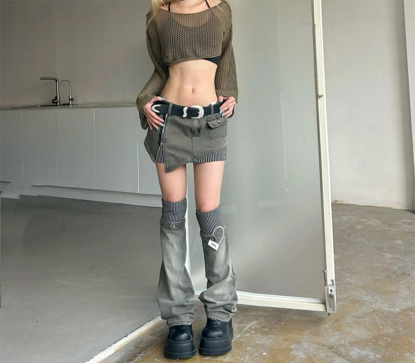 Denim skirt set