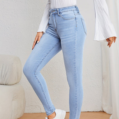 Denim slim-fit pants