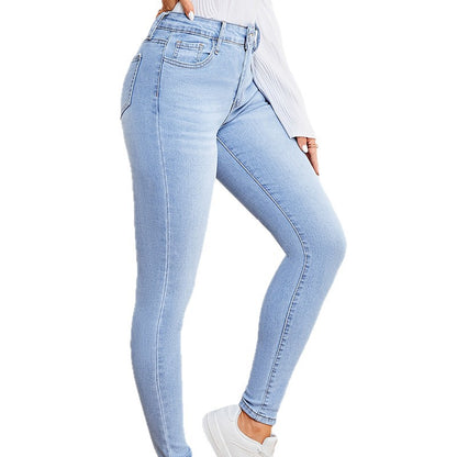 Denim slim-fit pants