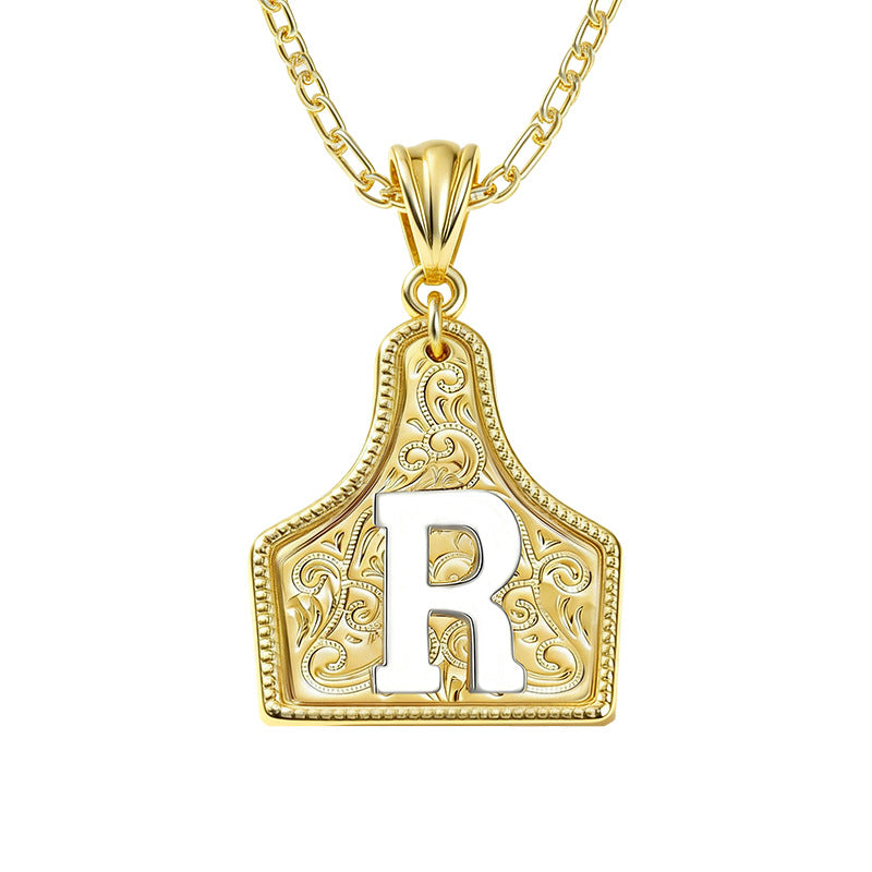 Denim Style Letter Pendant Necklace