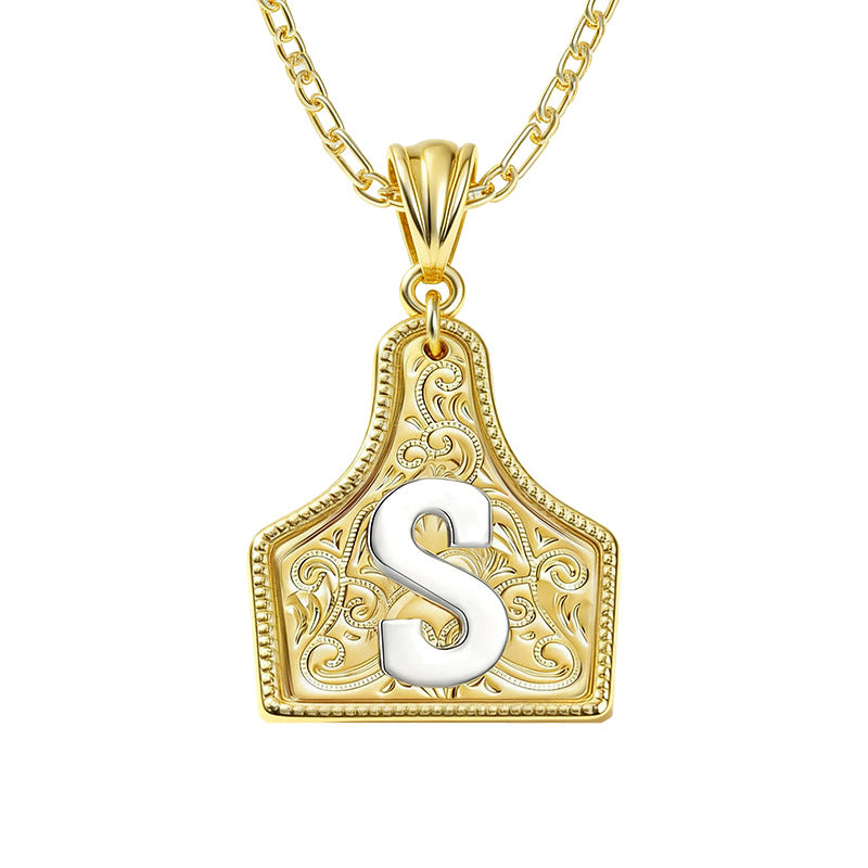 Denim Style Letter Pendant Necklace