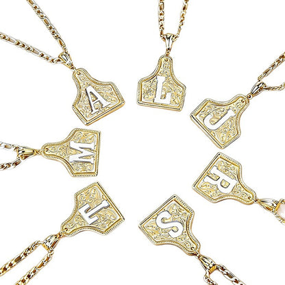 Denim Style Letter Pendant Necklace