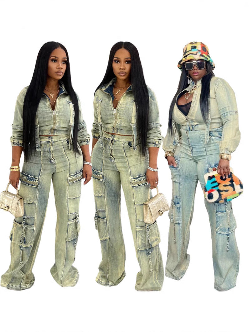 denim suit