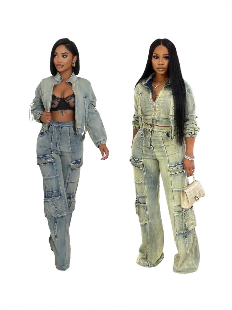denim suit