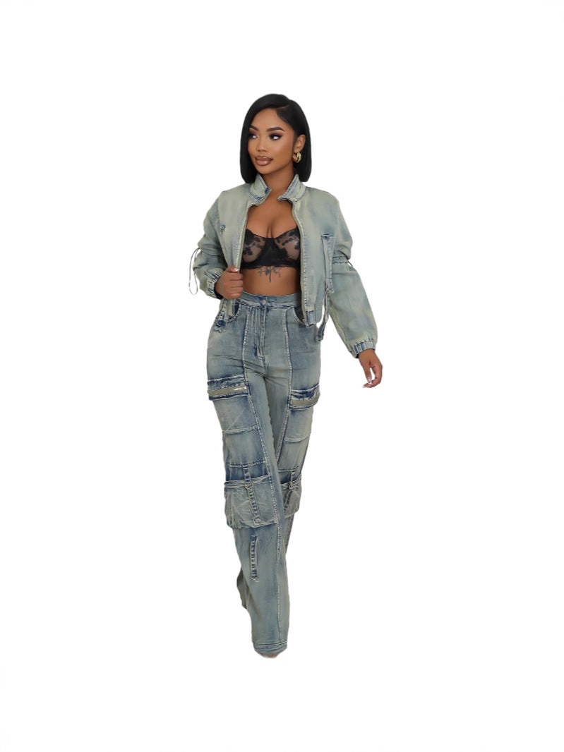denim suit