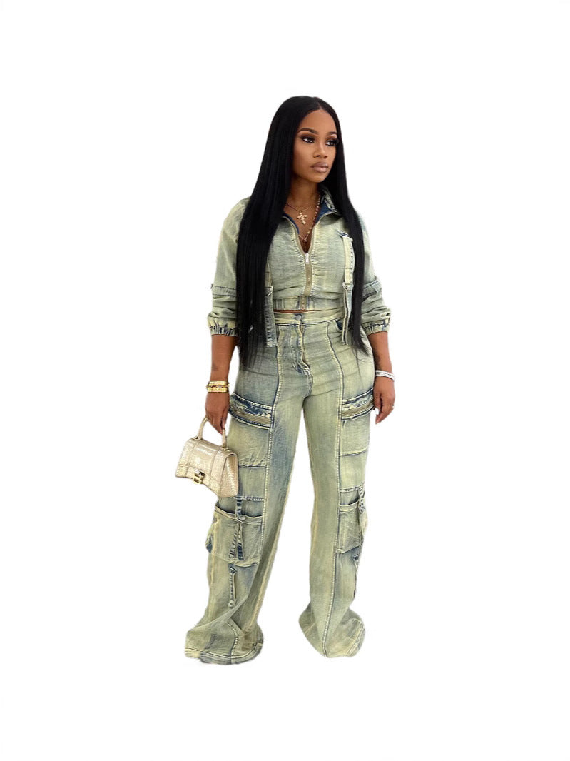 denim suit