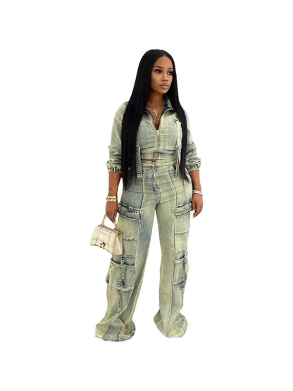 denim suit