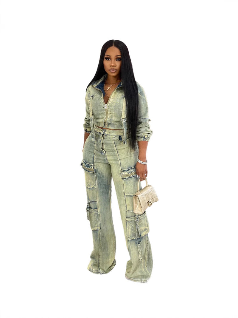 denim suit