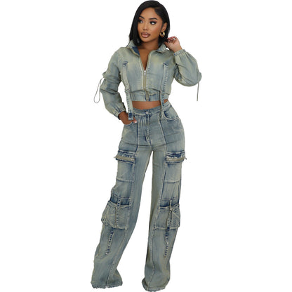 denim suit