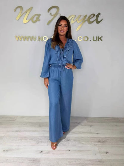 denim suit