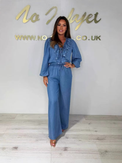 denim suit