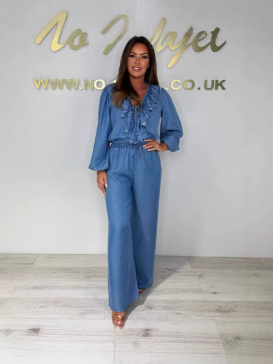 denim suit