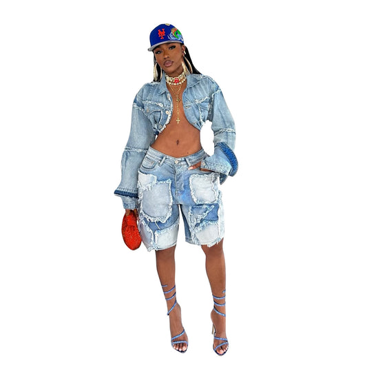 Denim suit
