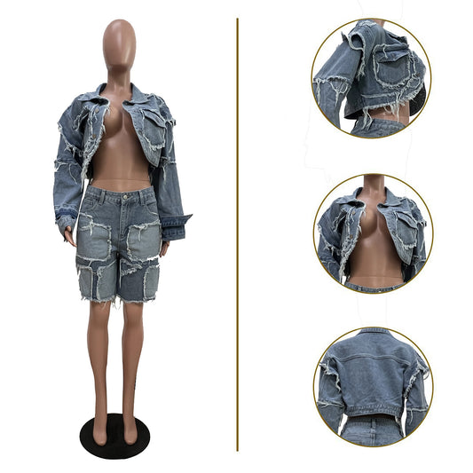 Denim suit