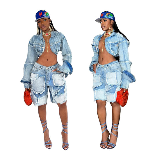 Denim suit