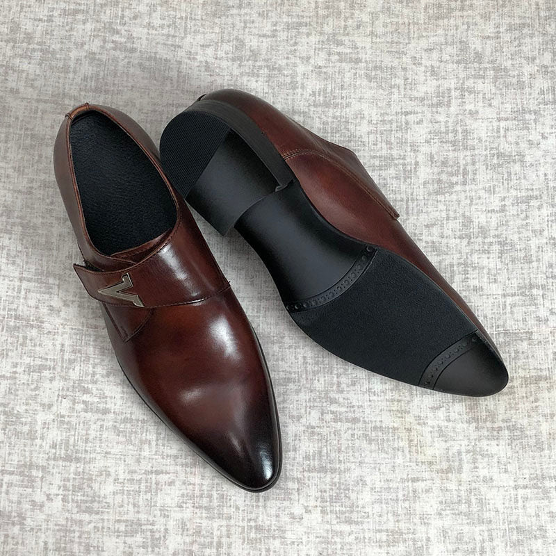 Derby Genuine Leather Buckle Dress Shoes