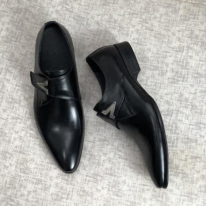 Derby Genuine Leather Buckle Dress Shoes