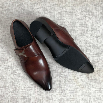 Derby Genuine Leather Buckle Dress Shoes