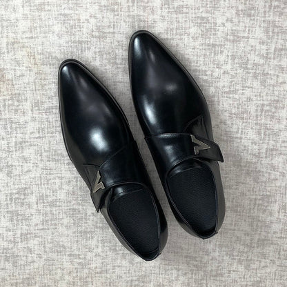 Derby Genuine Leather Buckle Dress Shoes