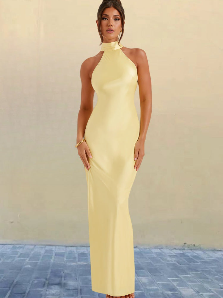 Design-sense satin split dress
