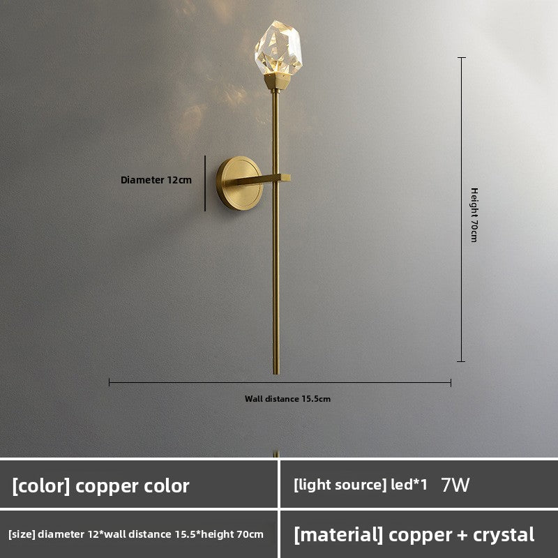 Designer Copper Crystal Wall Lamp with LED Light