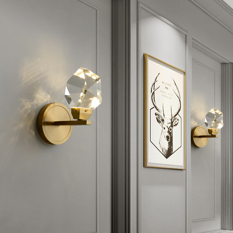 Designer Copper Crystal Wall Lamp with LED Light