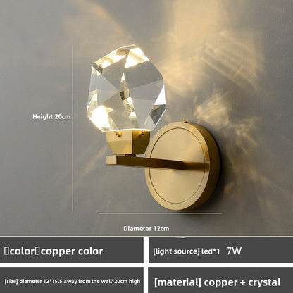 Designer Copper Crystal Wall Lamp with LED Light