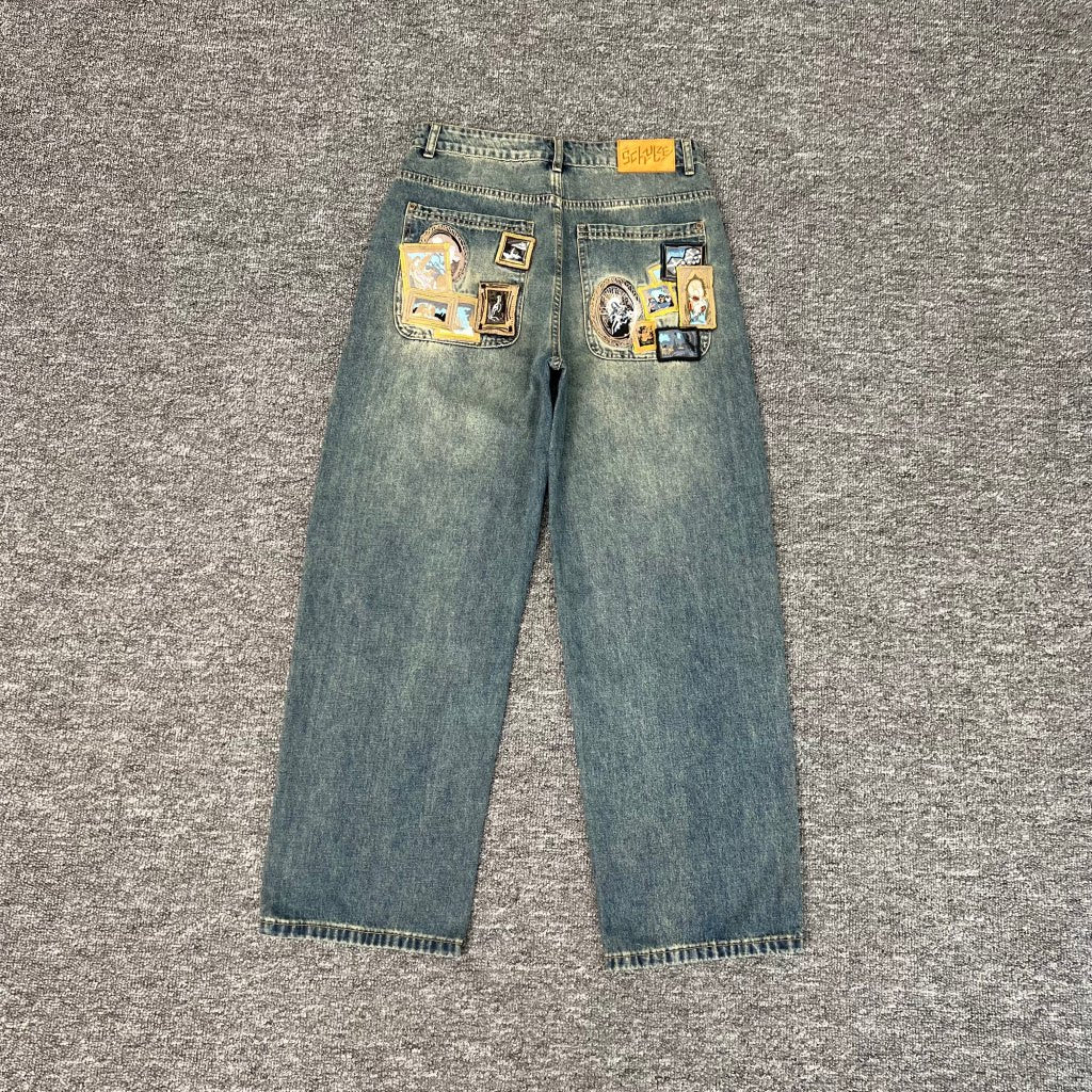 Designer Embroidered Denim Jeans