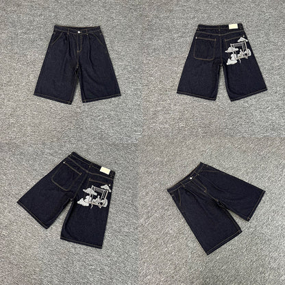 Designer Embroidered Denim Jeans Straight Leg Low Rise