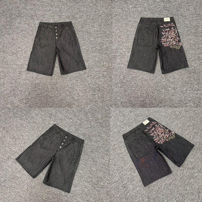 Designer Embroidered Denim Jeans Straight Leg Low Rise