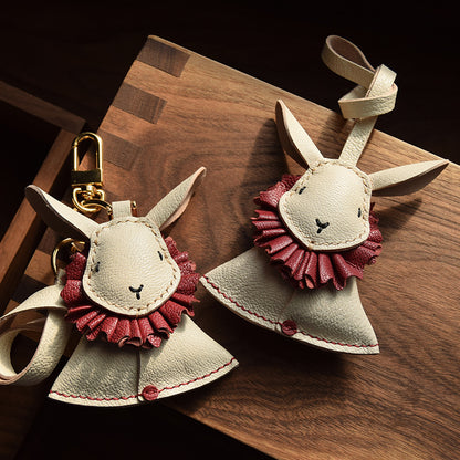 Designer Rabbit Genuine Leather Car Key Holder Pendant
