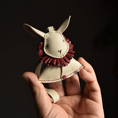Designer Rabbit Genuine Leather Car Key Holder Pendant