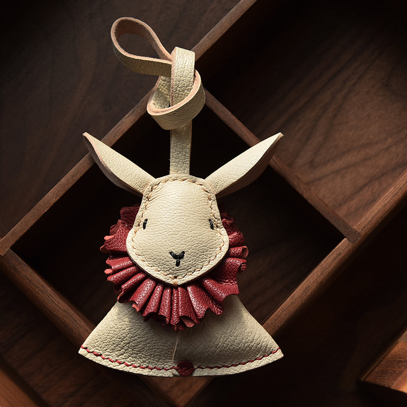 Designer Rabbit Genuine Leather Car Key Holder Pendant