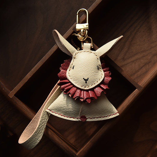 Designer Rabbit Genuine Leather Car Key Holder Pendant