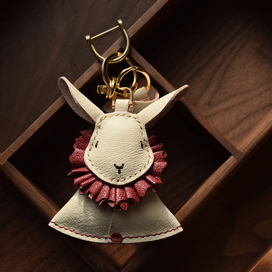 Designer Rabbit Genuine Leather Car Key Holder Pendant