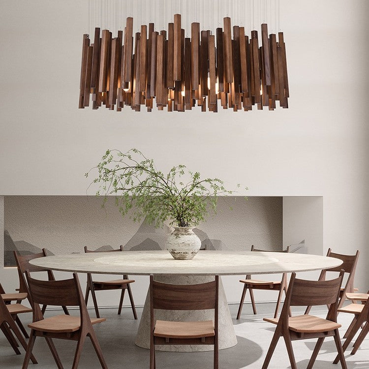 Designer Wood LED Chandelier for Living Room Dining Area