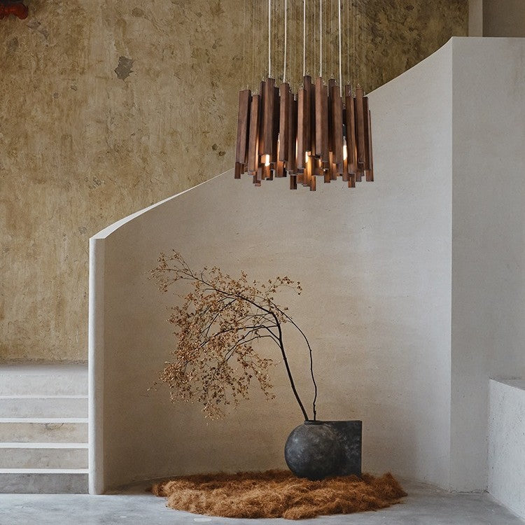 Designer Wood LED Chandelier for Living Room Dining Area