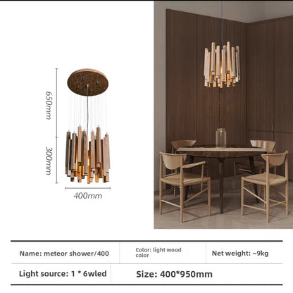 Designer Wood LED Chandelier for Living Room Dining Area