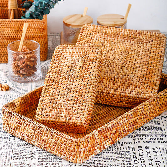 Desk storage box, woven storage basket