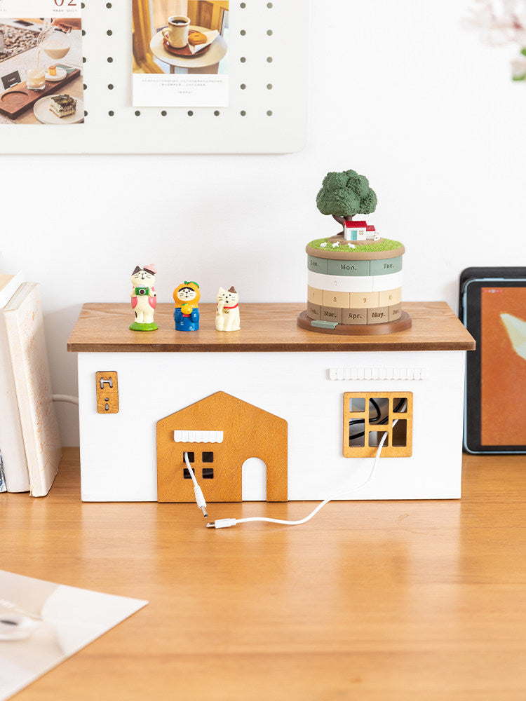 Desktop Cable Organizer Box with Decorative Cover