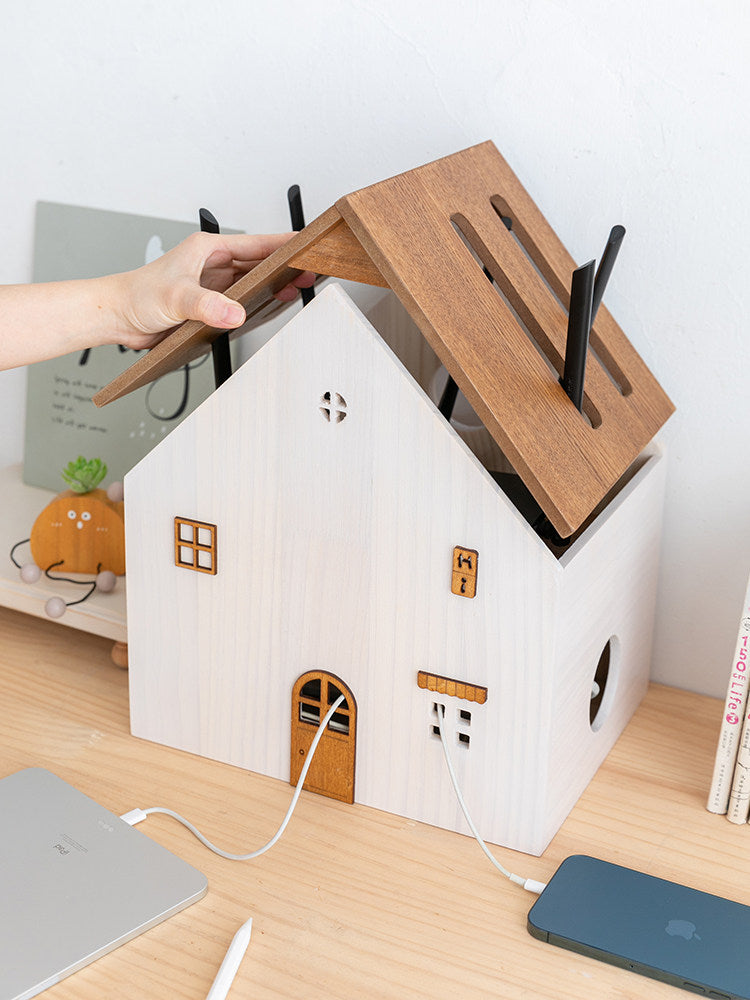 Desktop Cable Organizer Box with Decorative Cover